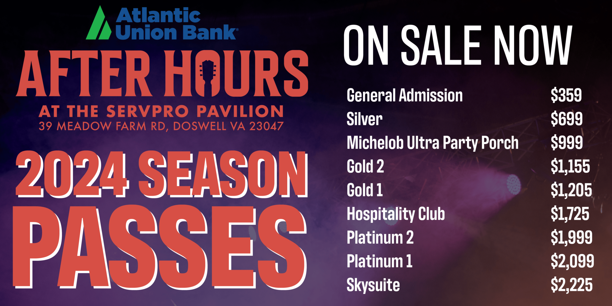 2024 Atlantic Union Bank After Hours Season Pass After Hours Concerts